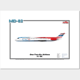 McDonnell Douglas MD-82 - One-Two-Go Airlines (Art Print) Posters and Art